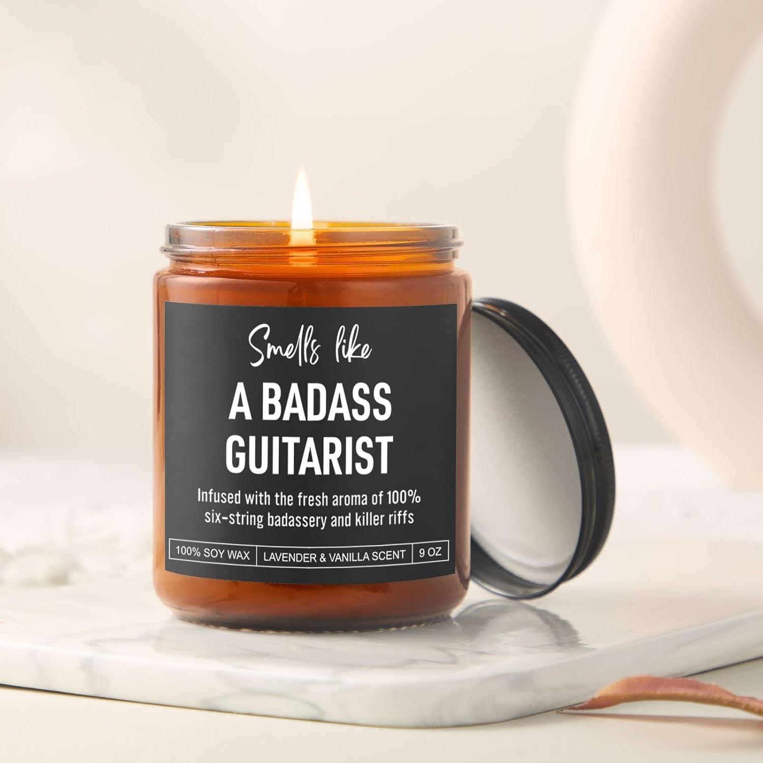 Badass Guitarist Candle, Guitar Gifts for Men, Women, Graduation, Appreciation, Fathers Day, Cool Gifts for Guitar Players, Lovers, Musicians, Teen Boys, Girls, Teachers, Guitar Accessories