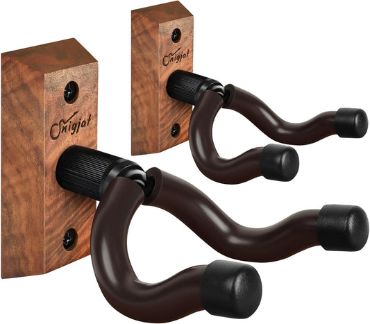 2 Pack, Hardwood U-Shaped Guitar Wall Mount, Guitar Wall Hanger | Guitar Wall Hook Stand, Guitar Holder Wall Mount Hanger for Acoustic Guitar, Electric Guitar, Banjo, Bass, Mandolin