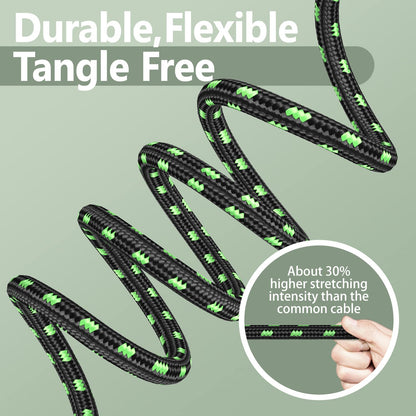 6FT Instrument Cable - Electric Guitar & Bass Cable with Right Angle 1/4 Inch Plugs, Black & Green