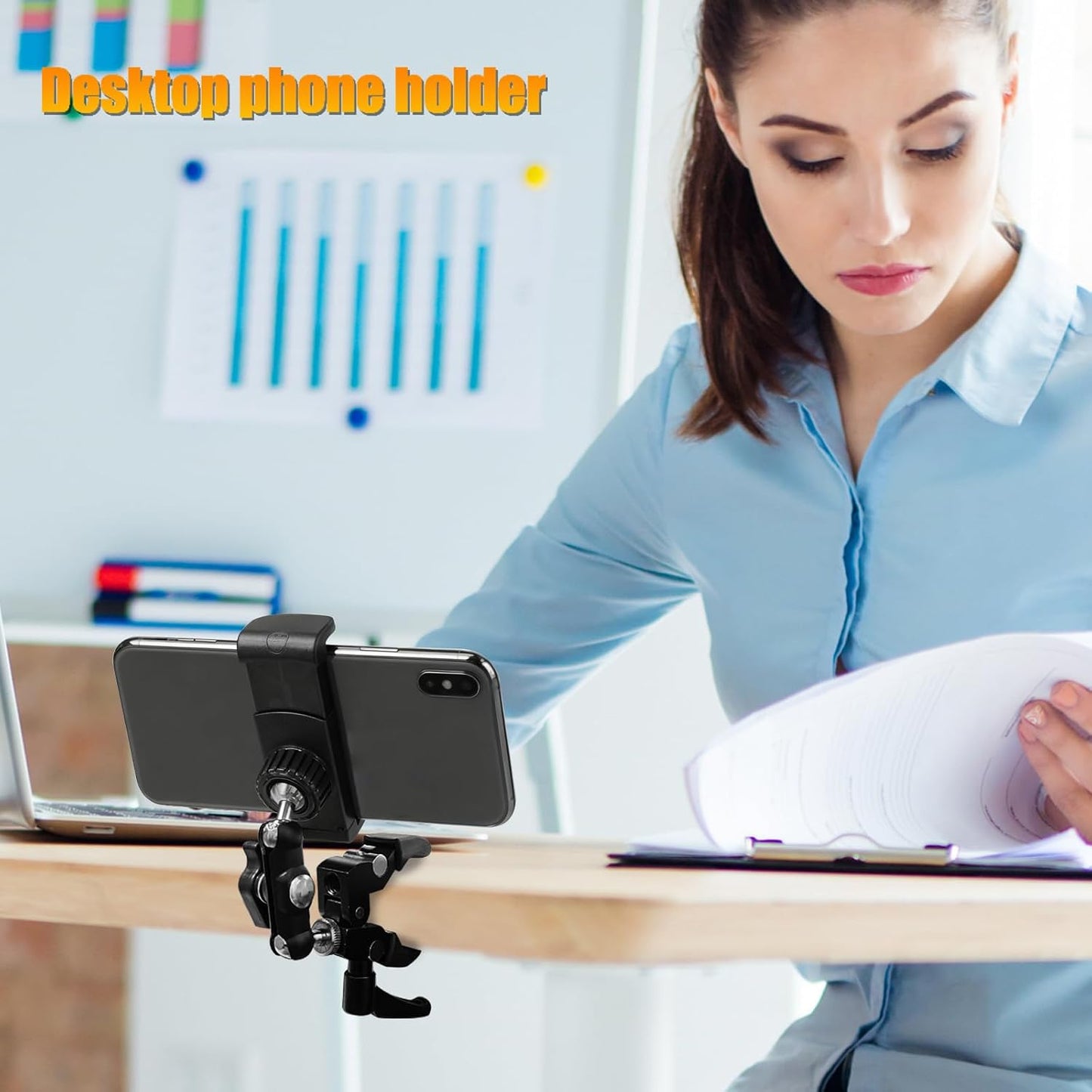 Guitar Phone Holder Mount, Universal Phone Holder for Guitar Bass Ukulele, 360° Ballhead Magic Arm Super Clamp Guitar Camera Clamp Mount Clip for Iphone Samsung All Smartphones