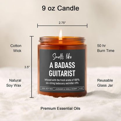 Badass Guitarist Candle, Guitar Gifts for Men, Women, Graduation, Appreciation, Fathers Day, Cool Gifts for Guitar Players, Lovers, Musicians, Teen Boys, Girls, Teachers, Guitar Accessories
