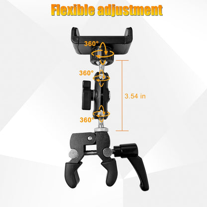 Guitar Phone Holder Mount, Universal Phone Holder for Guitar Bass Ukulele, 360° Ballhead Magic Arm Super Clamp Guitar Camera Clamp Mount Clip for Iphone Samsung All Smartphones