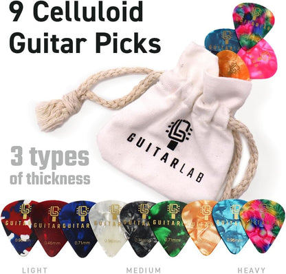 Guitar Accessories Kit  – Premium Guitar Strap, Capo, Tuner, Picks for Acoustic, Bass, Electric Guitars, Ideal Guitar Gifts for any player, Beginners and Pros!
