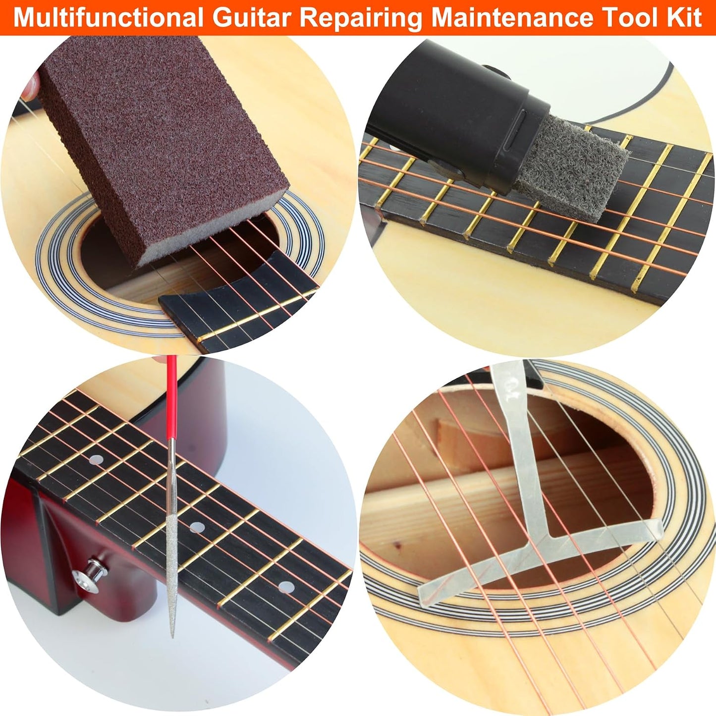 45Pcs Guitar Tool Kit, Guitar Repair Kit, Guitar Setup Kit, Luthier Tools Guitar Kit, Guitar Maintenance Kit Guitar Fret Tools,  Guitar Accessories for Ukulele Bass Guitar Gifts for Musicians