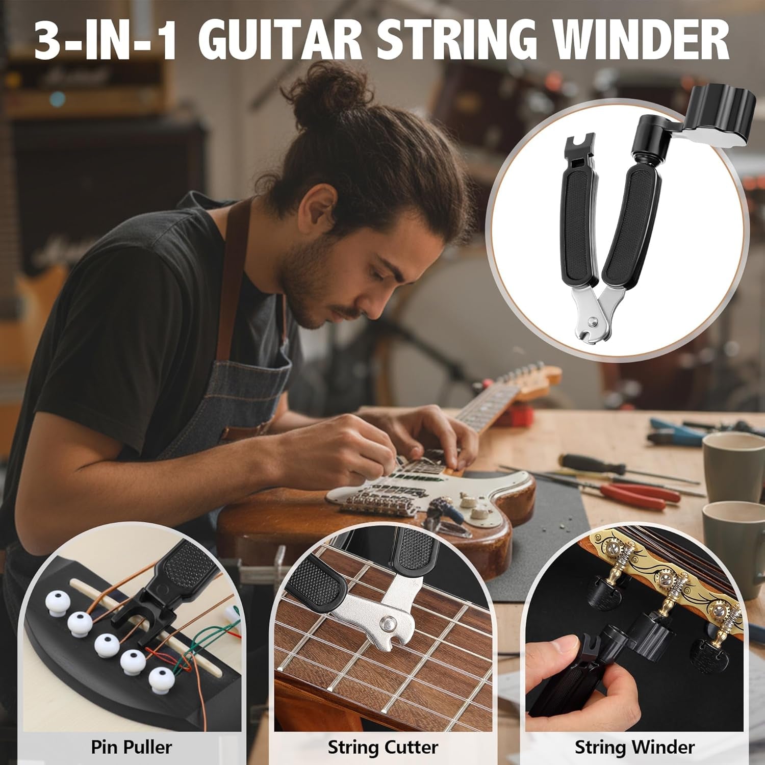 Guitar Mat & Guitar Neck Rest Kit, Luthier Repair Tools | 15"X39" Large Size Non-Slip Mat, Dual-Height Guitar Neck Rest, Fit Electric, Bass & Acoustic Guitar, Gift for Guitarists