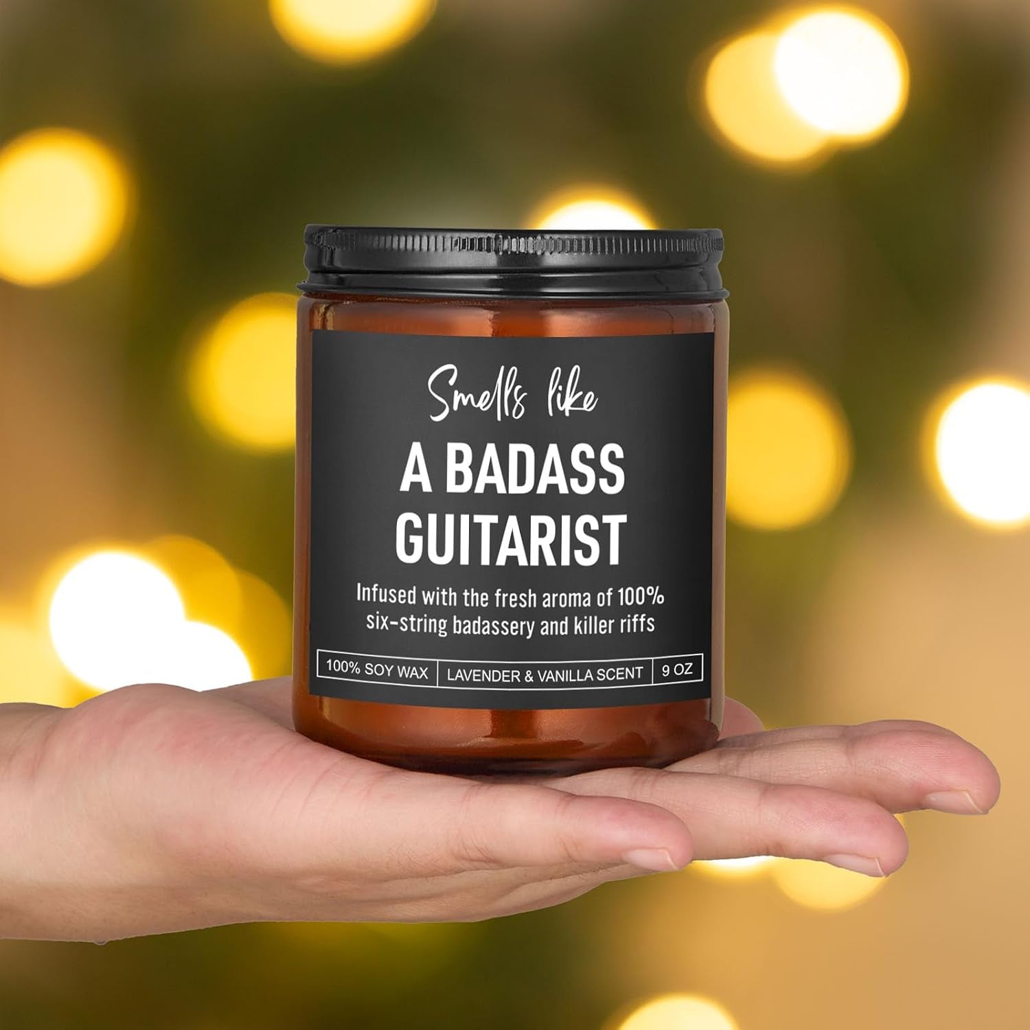 Badass Guitarist Candle, Guitar Gifts for Men, Women, Graduation, Appreciation, Fathers Day, Cool Gifts for Guitar Players, Lovers, Musicians, Teen Boys, Girls, Teachers, Guitar Accessories