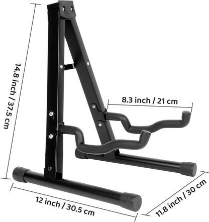 Guitar Stand, Foldable Electric Guitar Stands Floor | Non-Slip Rubber and Foam Arm Metal Electric Guitar Stand, Suitable Stand for Acoustic Guitar, Electric Guitar, Bass, Ukulele