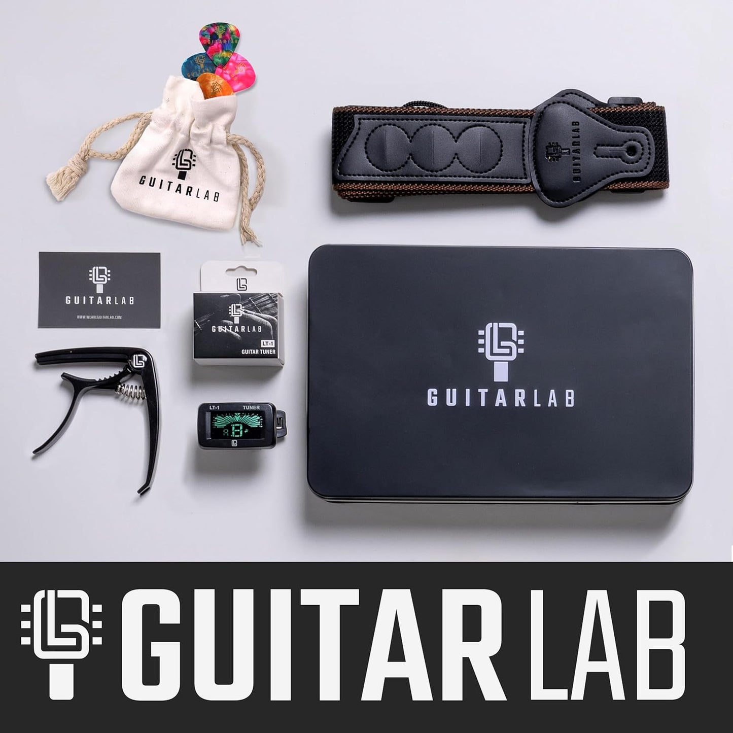 Guitar Accessories Kit  – Premium Guitar Strap, Capo, Tuner, Picks for Acoustic, Bass, Electric Guitars, Ideal Guitar Gifts for any player, Beginners and Pros!