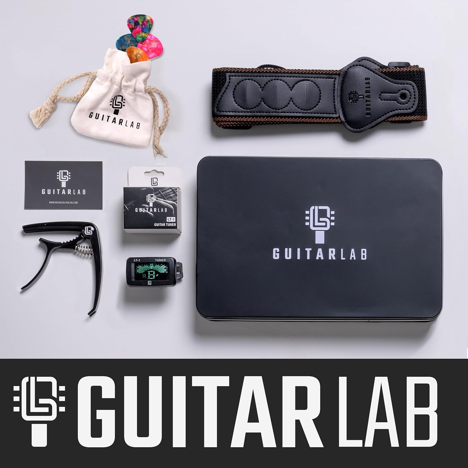 Guitar Accessories Kit  – Premium Guitar Strap, Capo, Tuner, Picks for Acoustic, Bass, Electric Guitars, Ideal Guitar Gifts for any player, Beginners and Pros!