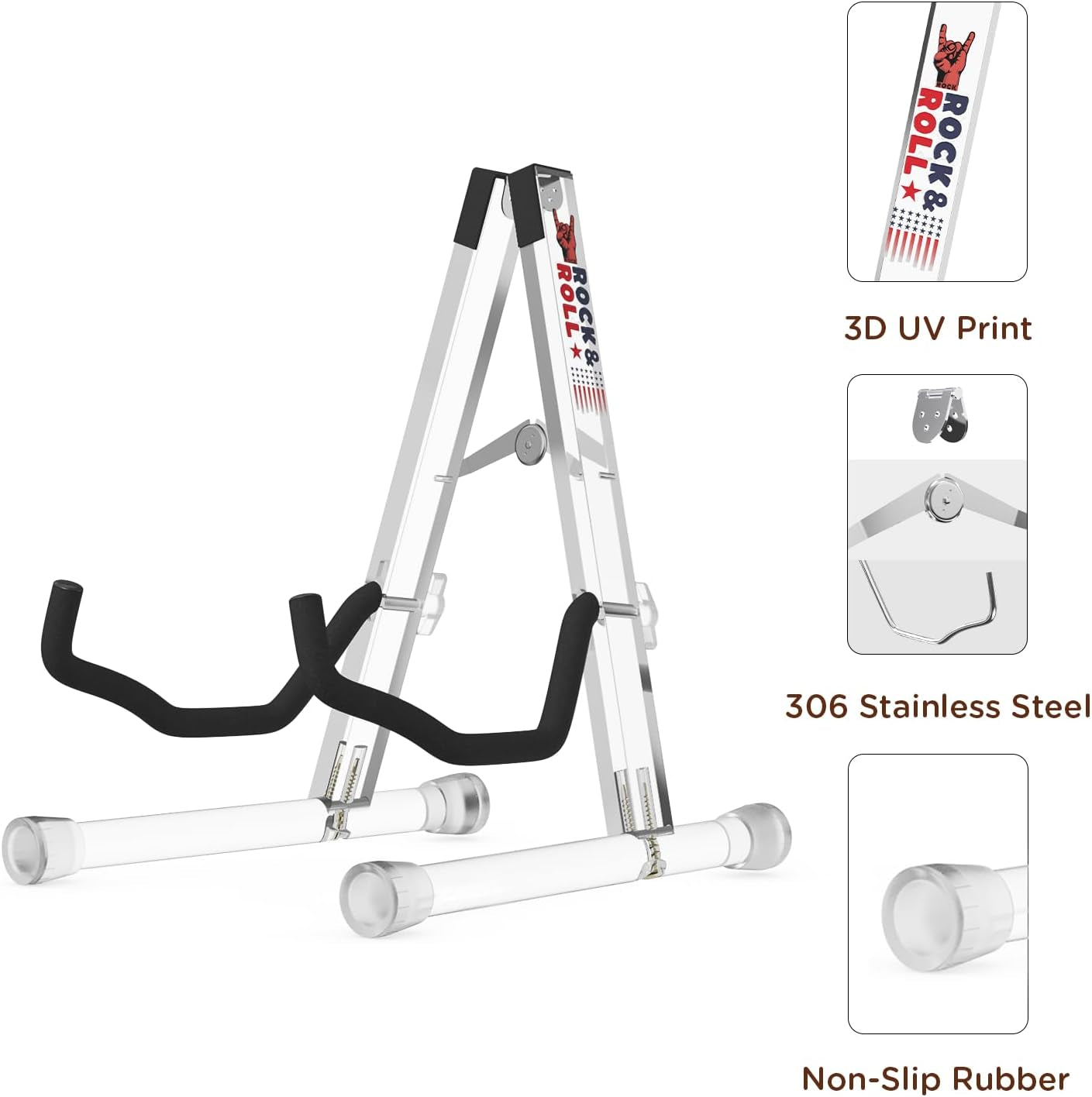 Guitar Stand, Acrylic Transparent Guitar Stand for Acoustic Guitar, Electric Guitar, Cello, Guitar Holder, Single Guitar Stand, Guitar Accessories (Rock&Roll, Acoustic Guitar)