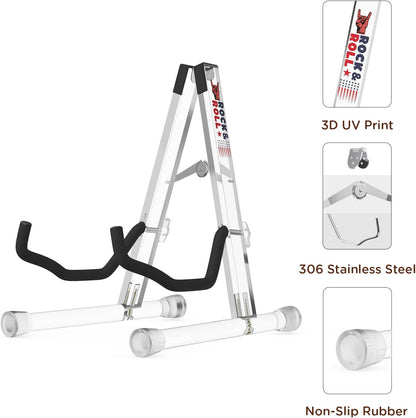 Guitar Stand, Acrylic Transparent Guitar Stand for Acoustic Guitar, Electric Guitar, Cello, Guitar Holder, Single Guitar Stand, Guitar Accessories (Rock&Roll, Acoustic Guitar)