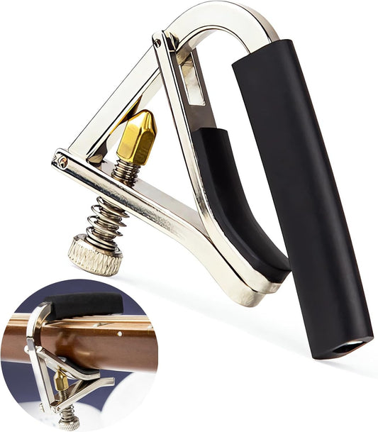 Guitar Capo  Capo for Acoustic Guitar 6 String Quick Change Kapo for Electric Guitar Acoustic Guitar Metal Guitar Tuner Clip on Guitar Kapos Fret Capo for Acoustic and Electric Guitars (Silver)