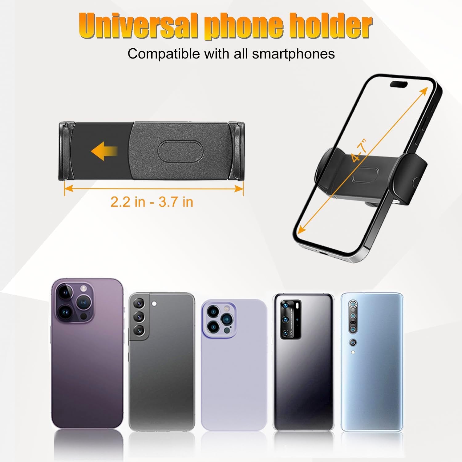 Guitar Phone Holder Mount, Universal Phone Holder for Guitar Bass Ukulele, 360° Ballhead Magic Arm Super Clamp Guitar Camera Clamp Mount Clip for Iphone Samsung All Smartphones