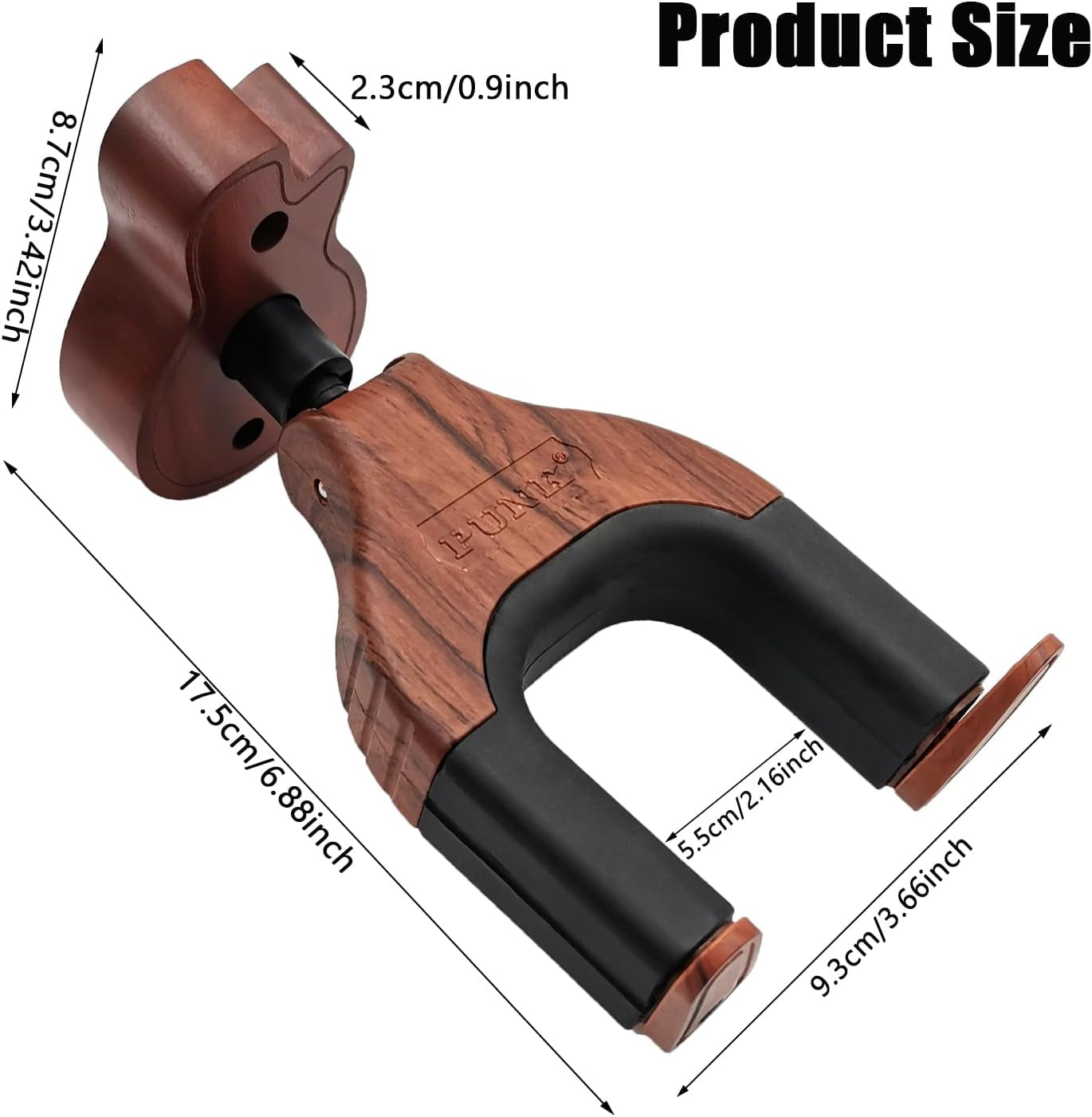 Guitar Wall Mount, Auto Lock Guitar Wall Hanger Guitar Holder Hard Wood Base in Guitar Shape Guitar Hook for for Acoustic, Electric, Classical, Bass Guitars, Guitar Accessories (Brown)