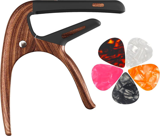 Capo for Acoustic Guitar, Guitar Capo for Electric Guitar, Ukulele and String Instruments, Guitar Capo, Guitar Kapo, Guitar Clamp (Rosewood)