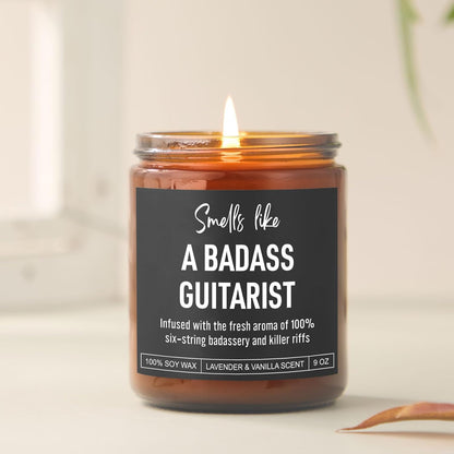 Badass Guitarist Candle, Guitar Gifts for Men, Women, Graduation, Appreciation, Fathers Day, Cool Gifts for Guitar Players, Lovers, Musicians, Teen Boys, Girls, Teachers, Guitar Accessories