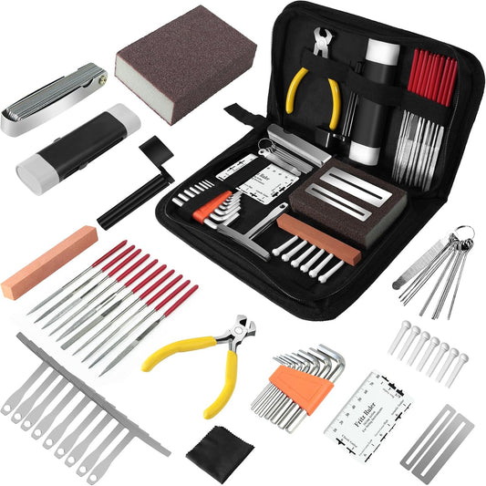 45Pcs Guitar Tool Kit, Guitar Repair Kit, Guitar Setup Kit, Luthier Tools Guitar Kit, Guitar Maintenance Kit Guitar Fret Tools,  Guitar Accessories for Ukulele Bass Guitar Gifts for Musicians