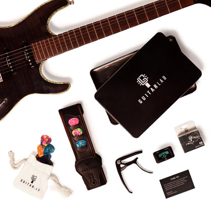 Guitar Accessories Kit  – Premium Guitar Strap, Capo, Tuner, Picks for Acoustic, Bass, Electric Guitars, Ideal Guitar Gifts for any player, Beginners and Pros!
