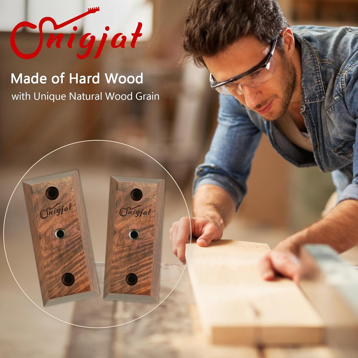 2 Pack, Hardwood U-Shaped Guitar Wall Mount, Guitar Wall Hanger | Guitar Wall Hook Stand, Guitar Holder Wall Mount Hanger for Acoustic Guitar, Electric Guitar, Banjo, Bass, Mandolin