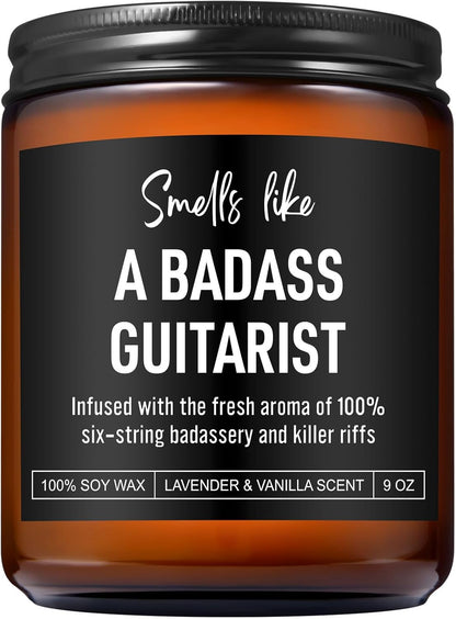 Badass Guitarist Candle, Guitar Gifts for Men, Women, Graduation, Appreciation, Fathers Day, Cool Gifts for Guitar Players, Lovers, Musicians, Teen Boys, Girls, Teachers, Guitar Accessories